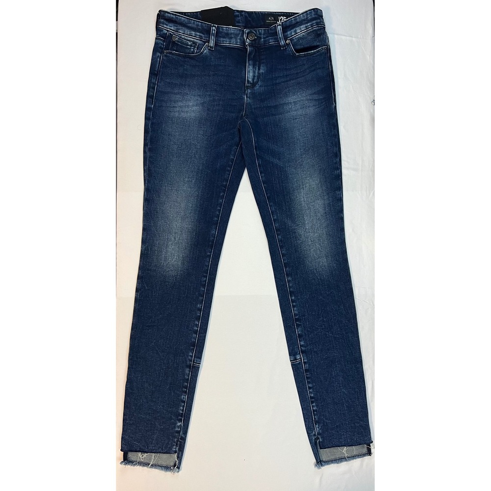 NWT Armani Exchange J25 Super Skinny Stepped Hem Low Rise Jeans Blue 28